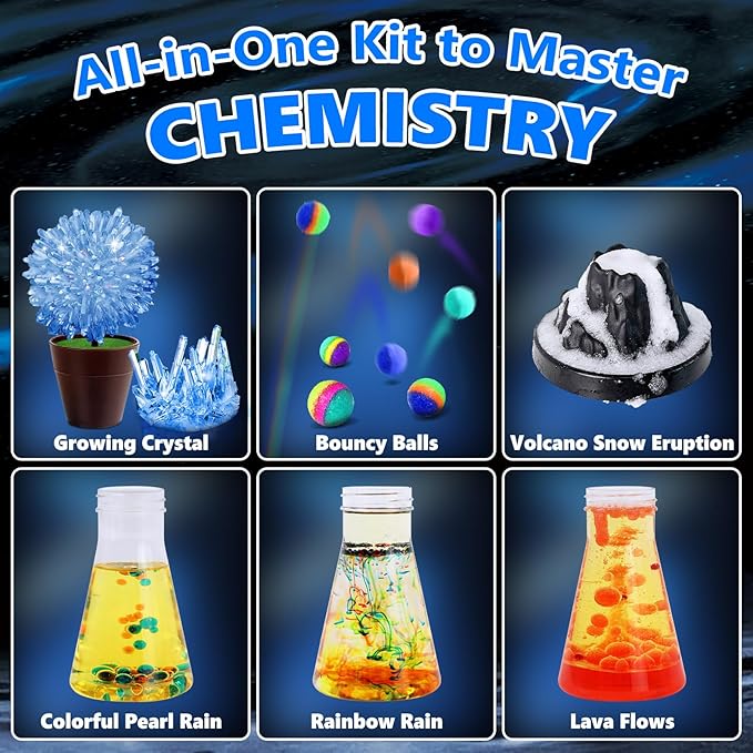 UNGLINGA 250+ Science Experiments Kits for Kids, Boys Girls Toys Birthday Gifts Ideas, Chemistry Set, STEM Activities Educational Project, Volcano, Solar System Planet and More Scientist Kit