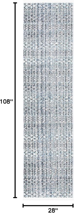 SAFAVIEH Sedona Collection Runner Rug - 2'4" x 9', Dark Grey & Ivory, Moroccan Boho Tribal Design, Non-Shedding & Easy Care, Ideal for High Traffic Areas in Living Room, Bedroom (SED819F)