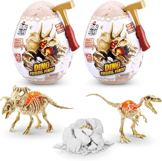 Robo Alive Mini Dino Fossil Find (2 Pack, Troodon & Kosmoceratops) by ZURU Boys 5+ Dig and Discover, STEM, Excavate Prehistoric Fossils, Educational Toys, Great Science Kit Gift for Girls and Boy