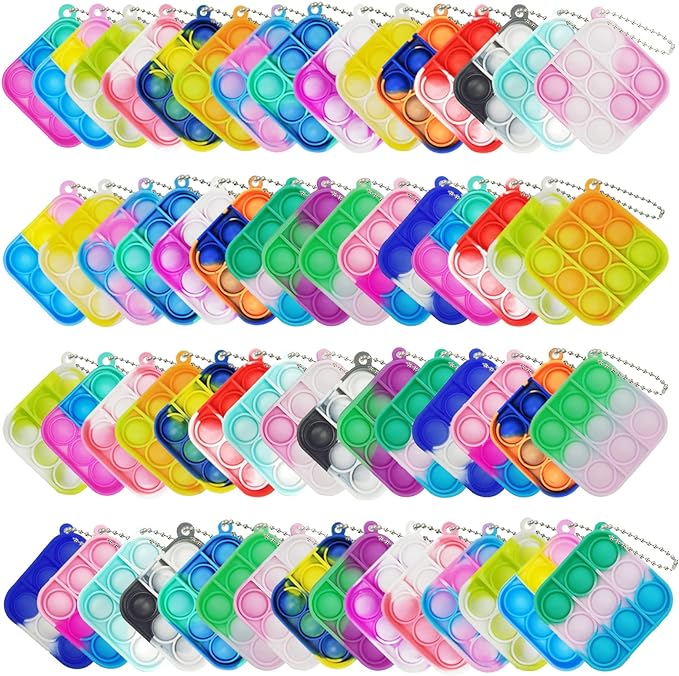 120 Pcs Mini Pop Bubble Fidget Toys, Silicone Keychain Small Pop Bulk for Party Favors, Classroom Prizes, Reliever Hand Toy Goodie Bag Stuffers Halloween Christmas Birthday Gifts for Kids Students