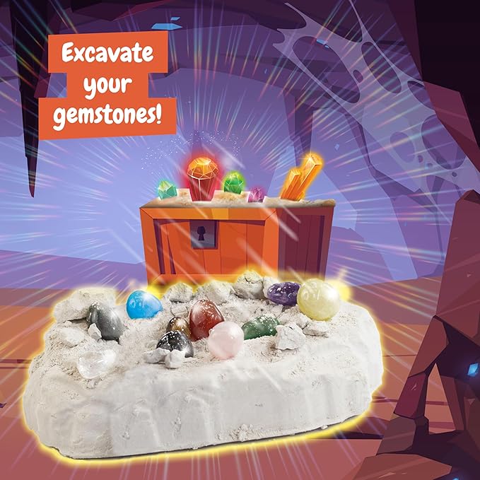 Science4you Gemstone Dig Kit for Kids – Learn About Gemstones & Archeology with This Excavation Kit, Discover All The Incredible Minerals, A Archeology Gift for Boys & Girls Age 6 7 8 9+