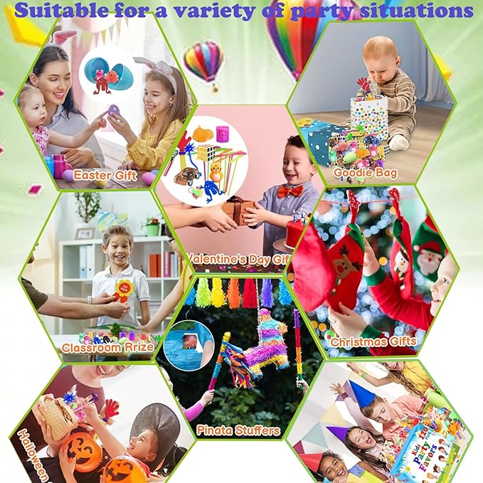 120 Pcs Party Favors for Kids, Treasure Box Toys for Classroom, Goodie Bag Stuffers, Pinata Filler, Treasure Cheast for Kids Prizes, Carnival Prizes Box Toys, Return Gifts for Kids Birthday 4-8-12