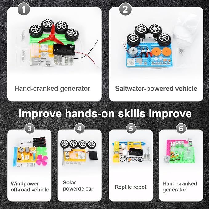 STEM Kits for Kids Age 8-10, 6 Set Robotics STEM Toys for Kids Age 8-12, Science Kits for Kids 5-7, Car Crafts Activities Building Engineering Kit, Birthday Gifts for 5 6 7 8 10 12 Year Old Boys Girl