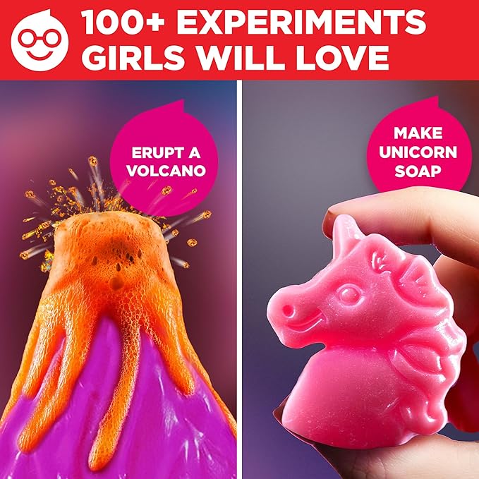 Doctor Jupiter Girls' Super Science Kit for Girls Ages 8-9-10-11-12-13-14 | Birthday Gift Ideas for Girls 8+ Years Old | STEM Toy with 100+ Experiments & Geyser Tube | Learning & Educational Kits