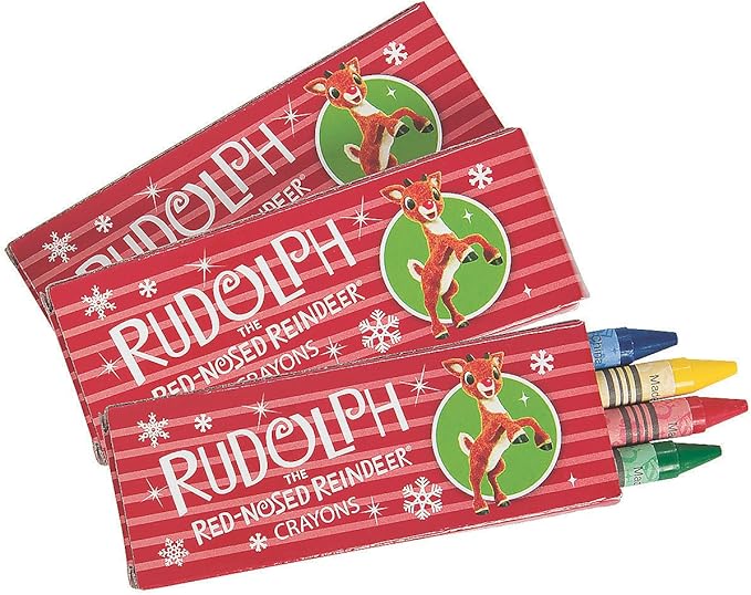 Fun Express 4-Color Rudolph the Red-Nosed Reindeer Crayons - 24 Boxes