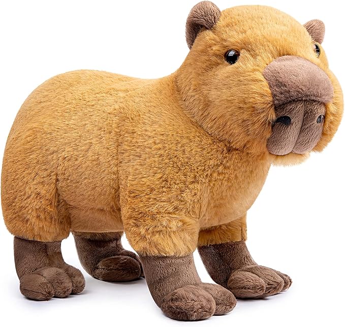 ZHONGXIN MADE Simulation Capybara Plush Toy - Soft Real Life Rodent Simulation Plush Toys, Lifelike Wild Animals Crawling Capybara Stuffed Toys Birthday Gifts for Kids, 13Inches