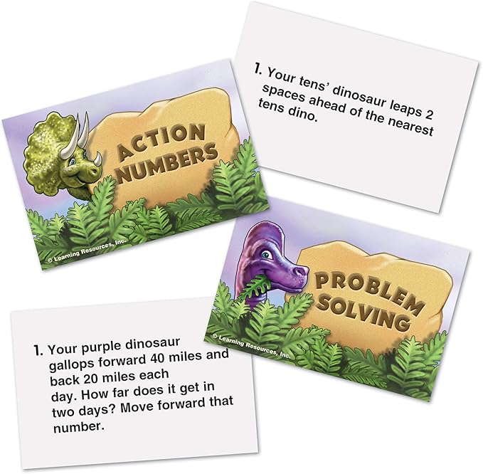 Learning Resources Dino Math Tracks Game - Ages 6+ Addition and Subtraction Dinosaur Game, Kindergarten Math Games, Board Games for Kids