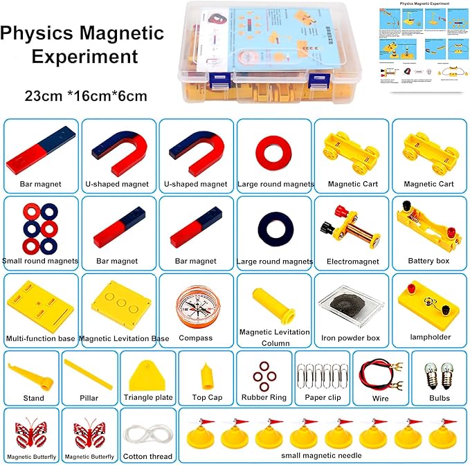 Large Science Magnet Kit for Kids Physics Electromagnet Experiment Set Educational and Birthday Gift for School Students