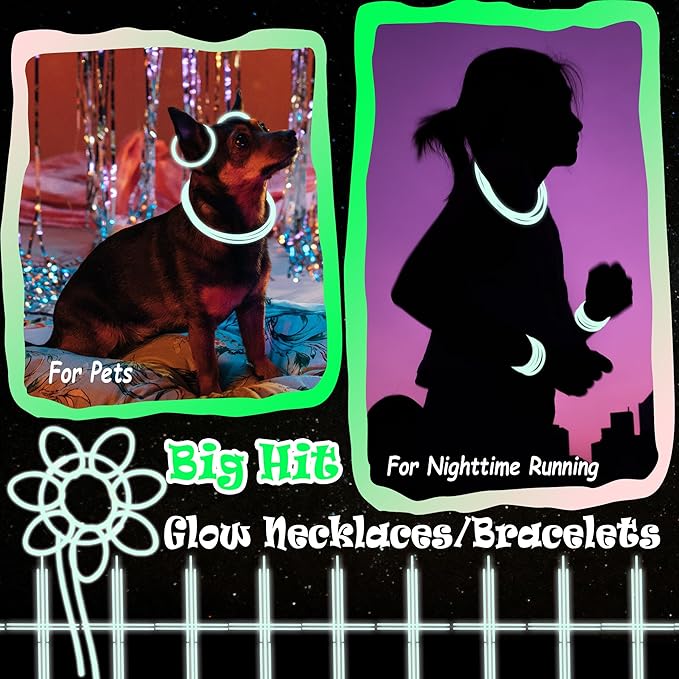 100 pk 8" White Glow Sticks Bulk Party Favors, Light up Glow Necklaces & Bracelets in the Dark Party Supplies For Christmas Halloween 4th of July Birthday Neon Party (100 * White)