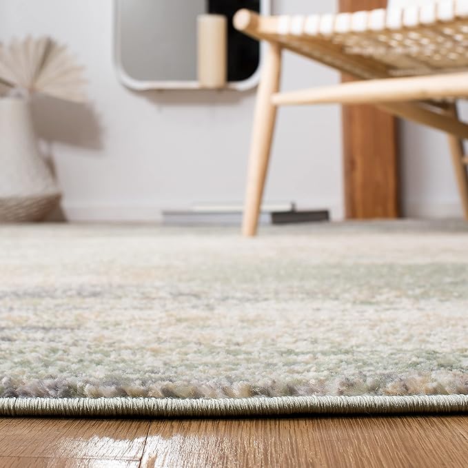 SAFAVIEH Adirondack Collection Accent Rug - 4' x 6', Ivory & Sage, Modern Abstract Design, Non-Shedding & Easy Care, Ideal for High Traffic Areas in Entryway, Living Room, Bedroom (ADR112W)