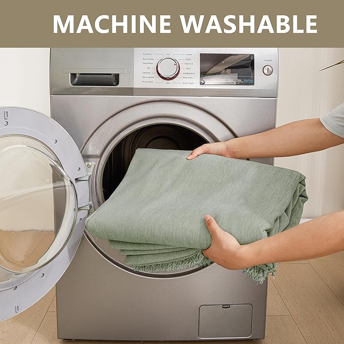 MYSKY HOME Easy Fitted Couch Cover for Dogs Stain Resistant Couch Cover Sage Sofa Covers for 2 Cushion Couch Multi-Use Sectional Couch Cover for Loveseat Universal Tassel Sofa Throw 91"X 118"