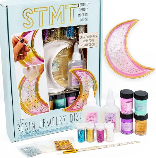 STMT D.I.Y. Resin Jewelry Dish Kit, Epoxy Resin Jewelry Dish Kit, Creative Resin Craft Kit for Beginners, Create Your Own Trinket Tray Dish, Great Weekend Activity for Kids Adults