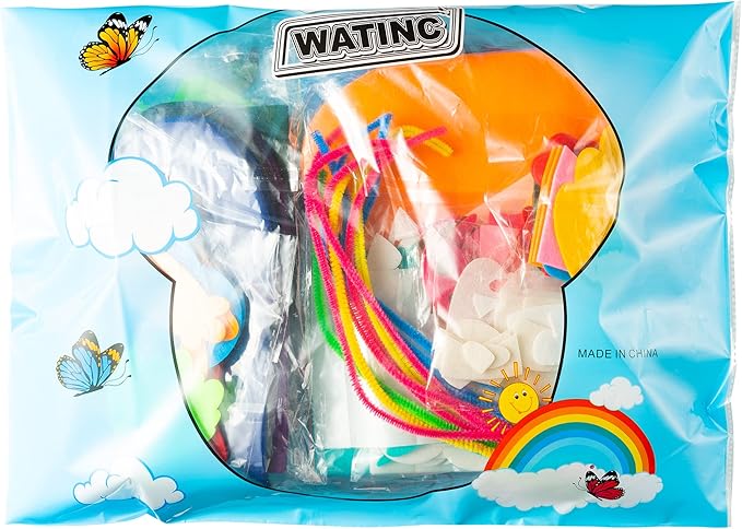 WATINC 18Pcs Hand Puppets Making Kit for Kids Art Craft Felt Sock Monster Puppet Creative DIY Make Your Own Puppets Pipe Cleaners Pompoms Storytelling Role Play Party Supplies Gift for Girls Boys
