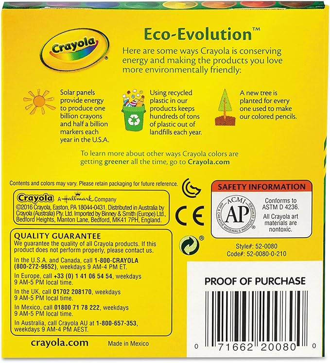 Crayola 520080 Large Crayons, Tuck Box, 8 Colors/Box