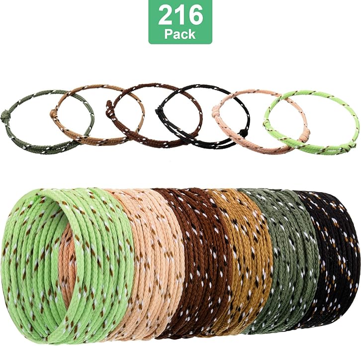 WILLBOND 216 Neon Friendship Bracelets Bulk for Kids Birthday Classroom Student Gift Adjustable Paracord Bracelets Rope Woven Neon Colors Valentine Day Gift Girls Boy Party Favors