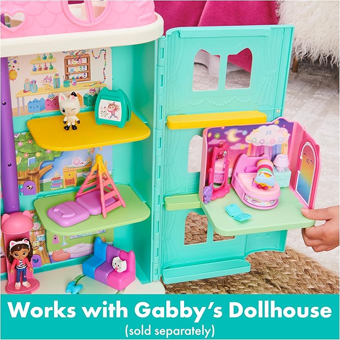 Gabby’s Dollhouse, Sweet Dreams Bedroom with Pillow Cat Figure and 3 Accessories, 3 Furniture and 2 Deliveries, Kids Toys for Ages 3 and Up