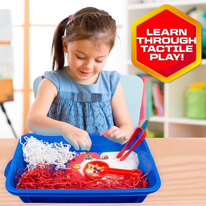 Official Paw Patrol Seek & Find Sensory Bin, Ready-to-Use Sensory Toys, Sensory Bin for Kids with Lid, Play Sand, Scoops & Tongs, Paw Patrol Toys, Sensory Toys for Toddlers 3-4