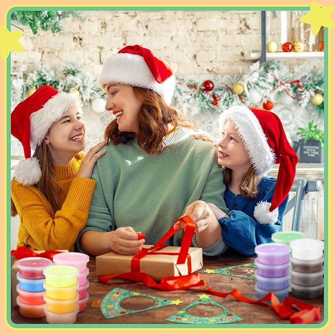 Tioncy 24 Pack Christmas Air Dry Clay Kit Gifts for Kids Christmas Goodie Bag Stuffers Christmas Classroom Prizes Bulk Christmas Stocking Stuffers Modeling Clay Kids Art Crafts Gift for Xmas