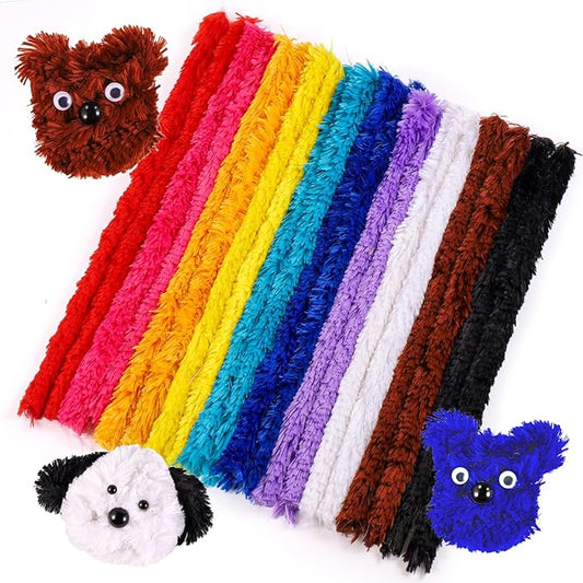 Caydo 50PCS Extra Thick Pipe Cleaners Craft Supplies 10 Colors Jumbo Pipe Cleaners Chenille Stems for Kids Craft DIY Projects Creative Decoration, (30 mm x 12 Inch)