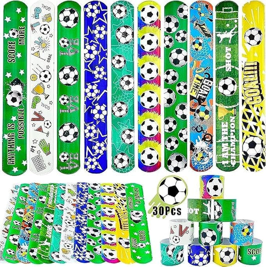 Viicoor Soccer Slap Bracelets 30PCS Snap Bracelet Wrisrtband for Party Favors Basket Bag Filler School Prizes Gifts Party Favors Bulk