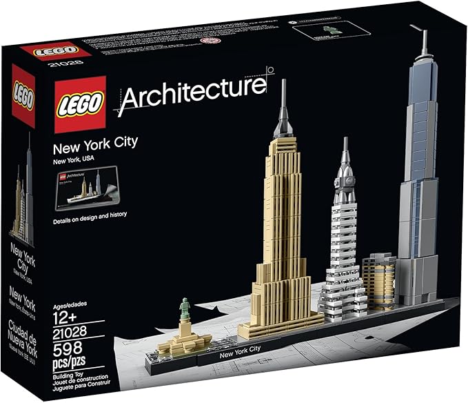 LEGO Architecture New York City 21028, Build It Yourself New York Skyline Model Kit for Adults and Kids (598 Pieces),Multicolor