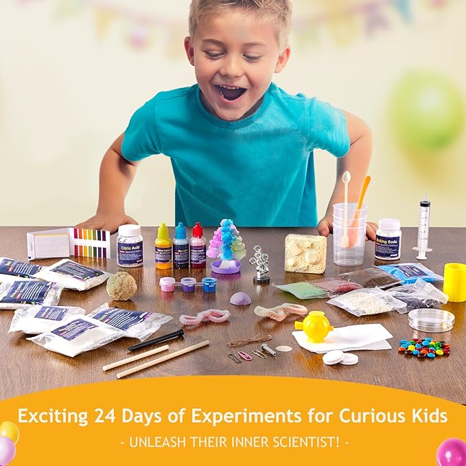 Japace My Birthday Countdown Calendar for Kids, Science Kit with 24 Days of Fun Experiments, A Unique Present for Birthday & Advent, Creative STEM Gift Ideas for Boys and Girls