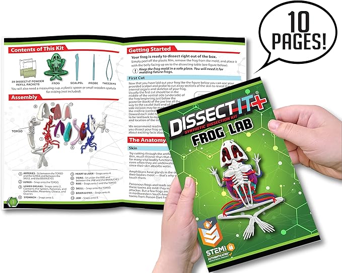 Dissect-It Kit for Kids Plus Upgraded Frog Dissection Toy Kit, Realistic Lab Experience, No Use of Real Frog! No Odor, STEM Toys, Animal Science & Anatomy Home Learning for Kids, Boys, Girls