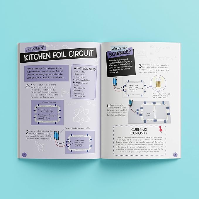 Hinkler Curious Universe Kids: Discover Electricity - Book & Science Experiments Kit, STEM Education Kits, Create Electrical Circuits, Includes 20 Pieces, Hinkler Science & Physics Kit for Kids