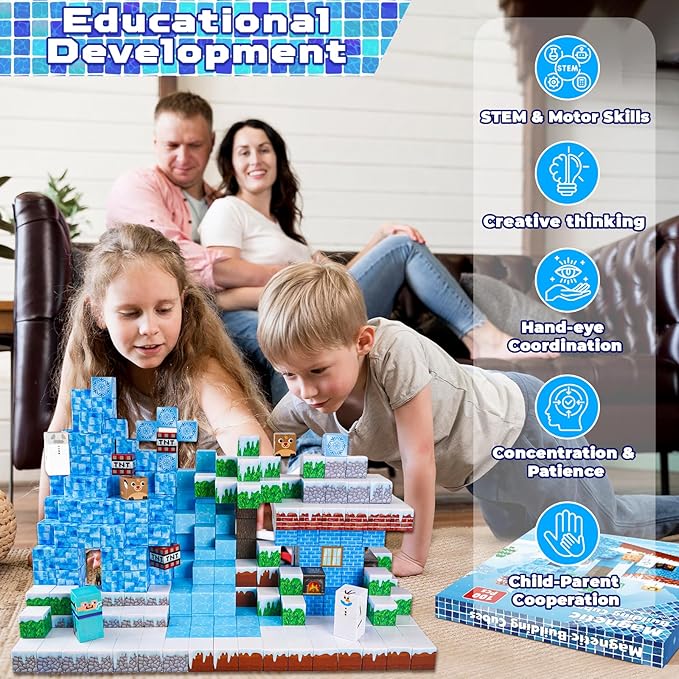 Magnetic Blocks - 100PCS Magnetic Blocks Build Frozen Castle - Magnetic Toys for Montessori Toddler Christmas Birthday Gifts - STEM Sensory Toys for 3 4 5 6 7 8 9 10 Year Old Girls