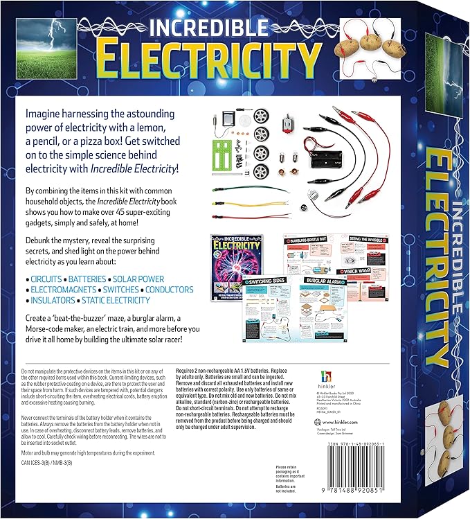Incredible Electricity (us ed) - Book & Science Kit - STEM, Create Electrical Circuits, Conduct Over 45 Experiments, Includes 53-Pieces, 64-Page Book, Learning & Education, Medium