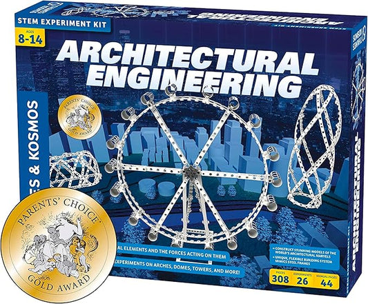 Thames & Kosmos Architectural Engineering | Science Experiment & Model Building Kit | Build 26 Models of Structures & Structural Elements | A Parents' Choice Gold Award Winner 14.6 Inches