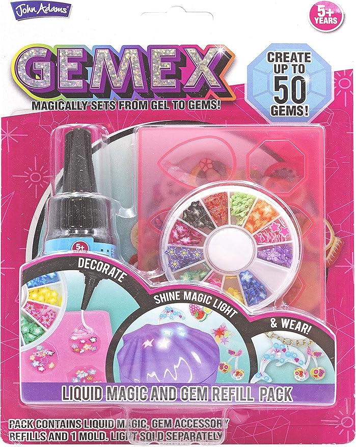 John Adams | GEMEX Refill Set: Magically Sets from Gel to gems! | Arts & Crafts | Ages 5+