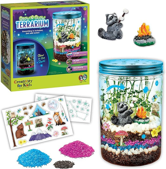 Creativity for Kids Grow 'N Glow Terrarium Kit for Kids - Educational Science Kits Ages 6-8+, Kids Gifts for Boys and Girls, Craft and STEM Projects