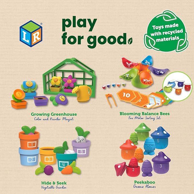 Learning Resources Blooming Balance Bees Fine Motor Sorting Eco Friendly Set - Preschool Learning Activities , Montessori Toys for Toddlers , Kids Easter Gifts, Ages 3+