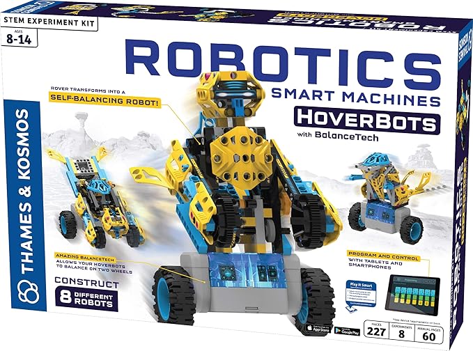 Thames & Kosmos Robotics: Smart Machines – HoverBots w/ BalanceTech STEM Experiment Kit | Build 8 Self-Balancing Robots | Color Manual & 3D Digital Assembly Instructions | Requires Tablet, Smartphone