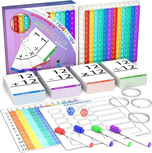 Math Games for Kids - Math Pop It with Flash Cards for Kids Ages 4-8 - Fun Math Practice with Addition, Subtraction, Multiplication & Division - Ideal for Math Learning and Skill Building.
