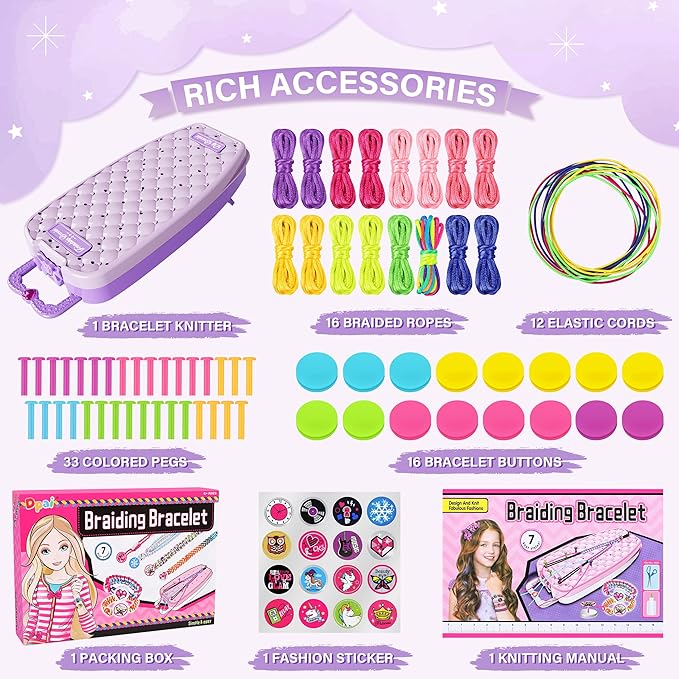 Dpai Friendship Bracelet Making Kit for Girls,DIY Arts and Crafts Toys,Jewelry String Maker Kit,The Best Birthday Gifts Ideas for Girls 6 7 8 9 10 11 12+ Years Old(Double Purple