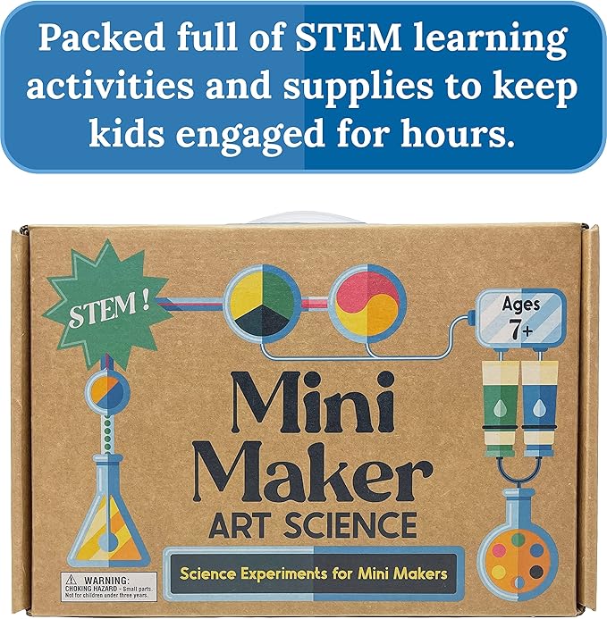 Carson Dellosa Grades 2-5 Mini Maker Science Kits: Art Science, Journal, Activity Book, Experiment Cards, Stickers, Goggles, Name Tag for STEM Activities, Classroom or Homeschool Curriculum (29 pc)