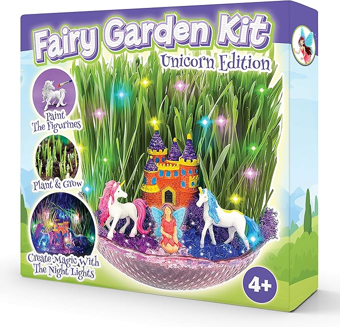 Unicorn Fairy Garden Kit for Kids | Light Up Fairy Unicorn Terrarium Kit | Science STEM Toys Presents | Unicorn Arts and Crafts Stuff for Little Girls Age 4 5 6 7 8-12 Year Old Girl Gift