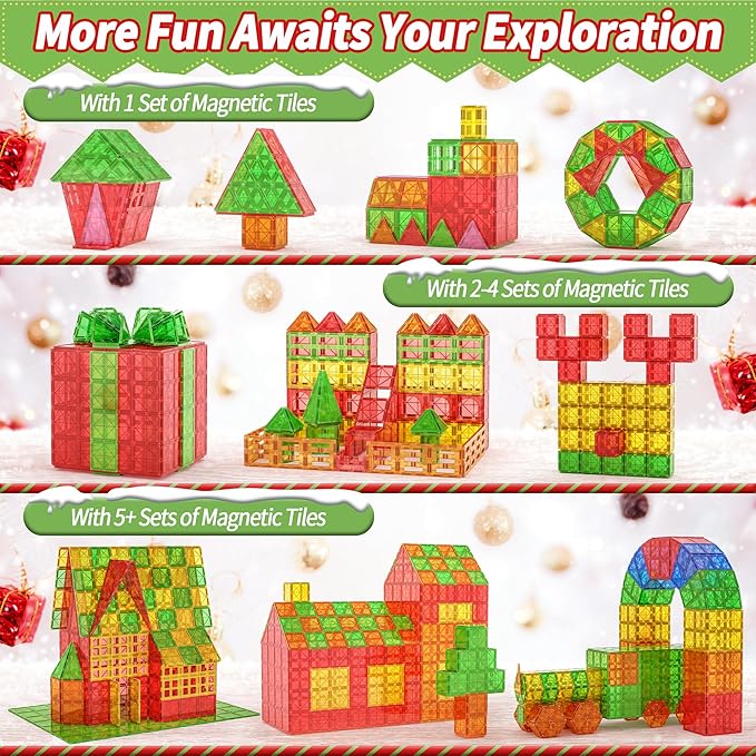 Magnetic Tiles Kids Toys for 3+ Year Old Boy and Girl Birthday Gifts, Magnet Building Blocks STEM Preschool Sensory Learning Montessori Autism Toys for Toddlers Kids Ages 3-5, 5-7, 4-8