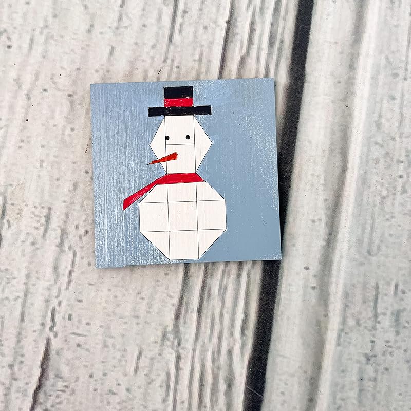 Winter Unfinished Barn Quilt Square Wooden Sign DIY Adult Craft Kits to Paint, Country Decor Canvas Quilts Blocks for Painting (6 inches, Snowman) AVTRBoutique