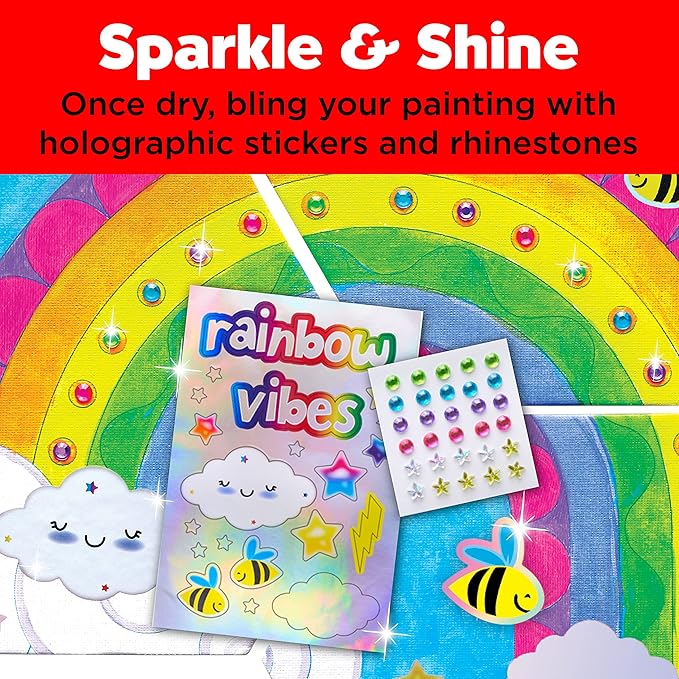 Faber-Castell Rainbow Vibes Wall Art Craft Kit - Paint and Decorate Your Own Unicorn Canvas Art, Unicorn Painting Kit for Kids, Arts and Crafts for Ages 6-8+, Purple