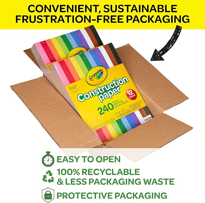 Crayola Construction Paper - 480ct (2pck), Bulk School Supplies For Kids, Teacher Classroom Must Have, Art Paper, Arts & Crafts
