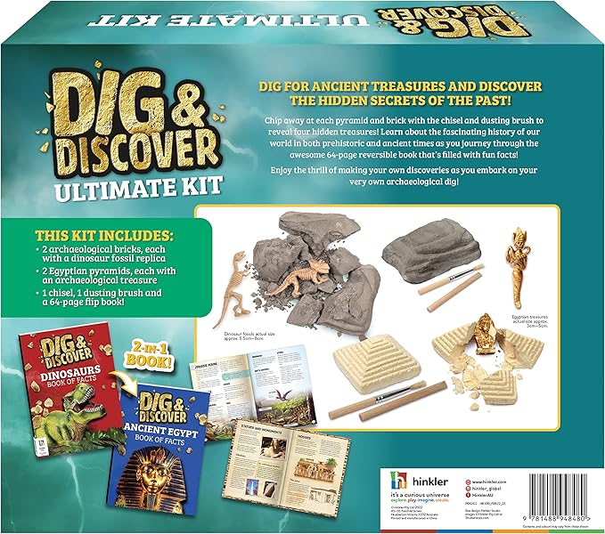 Hinkler Dig & Discover Ultimate Kit - DIY Science and Geology for Kids - Uncover Treasure and Fossils - Ancient History for Kids - STEM Skills for Kids Aged 8 to 14 - Archaeology Basics
