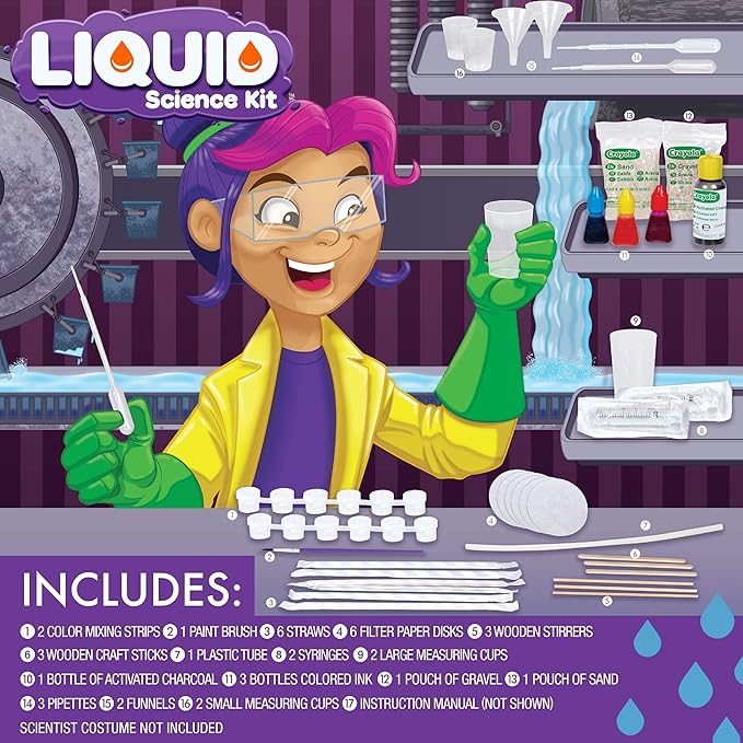 Crayola Liquid Science Kit for Kids, Water Experiments, Educational Toy, Gift for Kids, 7, 8, 9,10