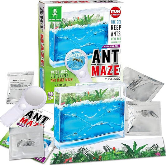 Science Ant Farm Kit for Live Ants, FunKidz Ant Colony Habitat Kit for Kids Gel Bug Terrarium House Watch Ants Dig Tunnels Entomology Learning Toys for Boys Gift