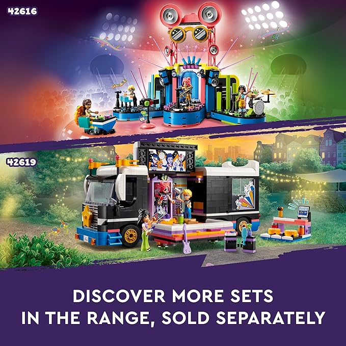 LEGO Friends Karaoke Musical Toy for Girls and Boys Who Love Singing Dolls Set with Liann and Nova Figures and Gecko 42610