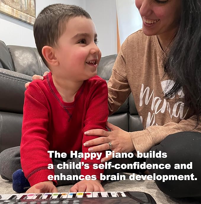 The HAPPY PIANO PRESCHOOLERS Book & Color-Coded Stickers KIT. SO EASY-to-FOLLOW. Kids Toddlers AGES 3-5. Beginner music book, BABY SHARK lesson video, FREE digital bonus, 20K taught since 2006!