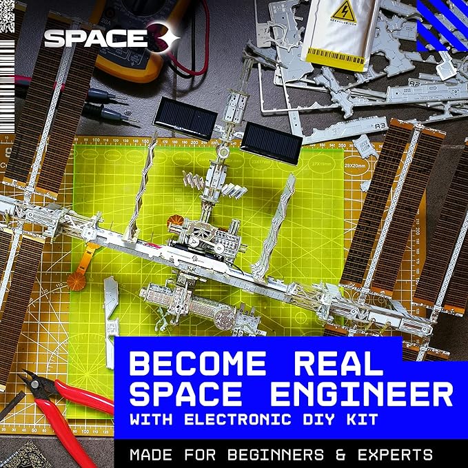 Space-O DIY Science Kit - Solar Powered International Space Station Electronic Science Kits - Educational Model Kits for 14+ Year Old Teens - Smart Science Toys Gifts for Teenagers, Adults