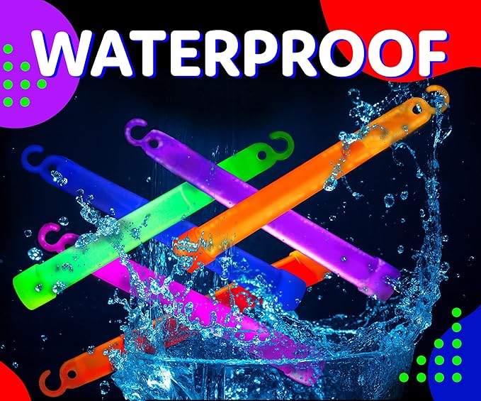 PartySticks Glow Sticks Party Supplies for Kids and Adults (25pk Assorted) - 6 Inch Bulk Glow Light Up Sticks Party Favors, Glow in the Dark Party Decorations, Waterproof Nontoxic Glow Necklaces